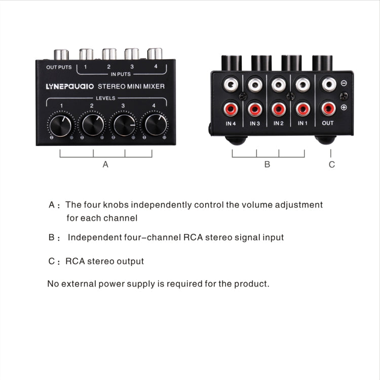 LINEPAUDIO B896 Four-channel Sassive Mixer (Black) - by buy2fix | Online Shopping UK | buy2fix
