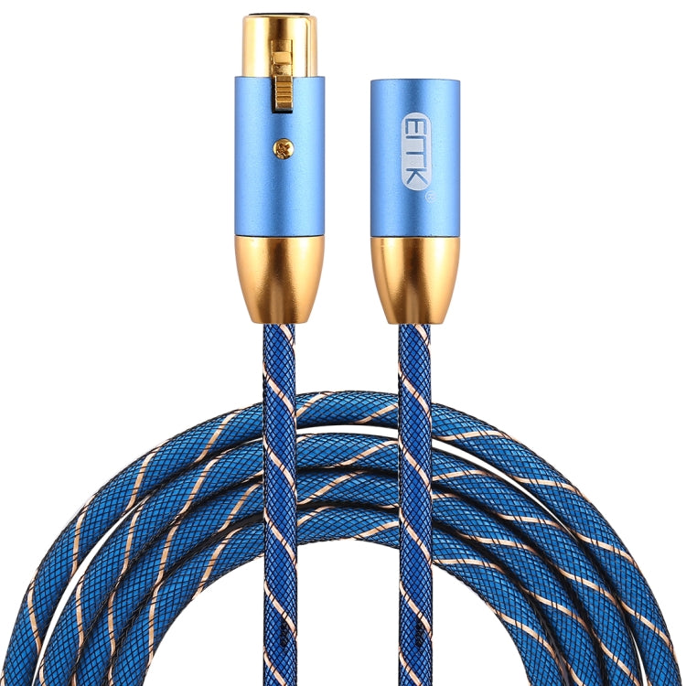 EMK XLR Male to Female Gold-plated Plug Grid Nylon Braided Cannon Audio Cable for XLR Jack Devices, Length: 2m(Blue) - Microphone Audio Cable & Connector by EMK | Online Shopping UK | buy2fix