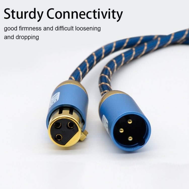 EMK XLR Male to Female Gold-plated Plug Grid Nylon Braided Cannon Audio Cable for XLR Jack Devices, Length: 2m(Blue) - Microphone Audio Cable & Connector by EMK | Online Shopping UK | buy2fix