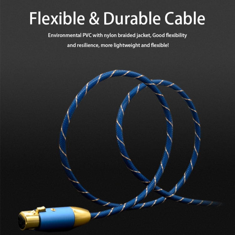 EMK XLR Male to Female Gold-plated Plug Grid Nylon Braided Cannon Audio Cable for XLR Jack Devices, Length: 2m(Blue) - Microphone Audio Cable & Connector by EMK | Online Shopping UK | buy2fix