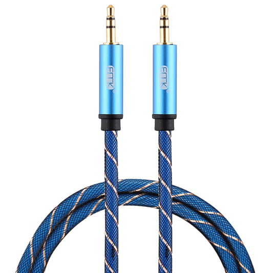 EMK 3.5mm Male to Male Grid Nylon Braided Audio Cable for Speaker / Notebooks / Headphone, Length: 0.5m(Blue) by EMK