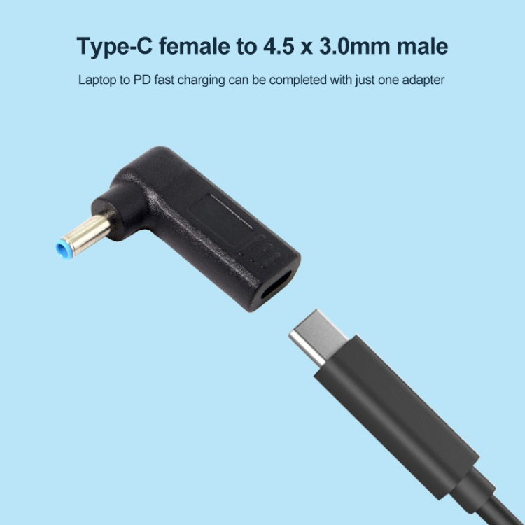 USB-C / Type-C Female to 4.5 x 3.0mm Male Plug Elbow Adapter Connector (Blue) - Universal Power Adapter by buy2fix | Online Shopping UK | buy2fix