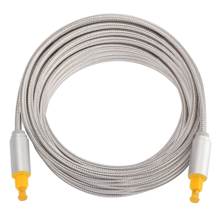 EMK 5m OD4.0mm Gold Plated Metal Head Woven Line Toslink Male to Male Digital Optical Audio Cable(Silver) - Audio Optical Cables by EMK | Online Shopping UK | buy2fix