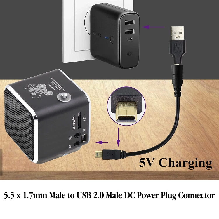 10 PCS 5.5 x 1.7mm Male to USB 2.0 Male DC Power Plug Connector - Universal Power Adapter by buy2fix | Online Shopping UK | buy2fix