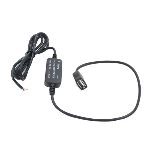 Car Motorcycle Single USB Car Charger DC 12V To 5V 3A Power Adapter for Car GPS Tracker DVR, Length: 1m by buy2fix