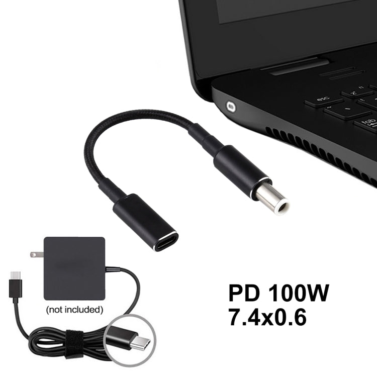 PD 100W 18.5-20V 7.4 x 0.6mm to USB-C / Type-C Adapter Nylon Braid Cable for Dell by buy2fix