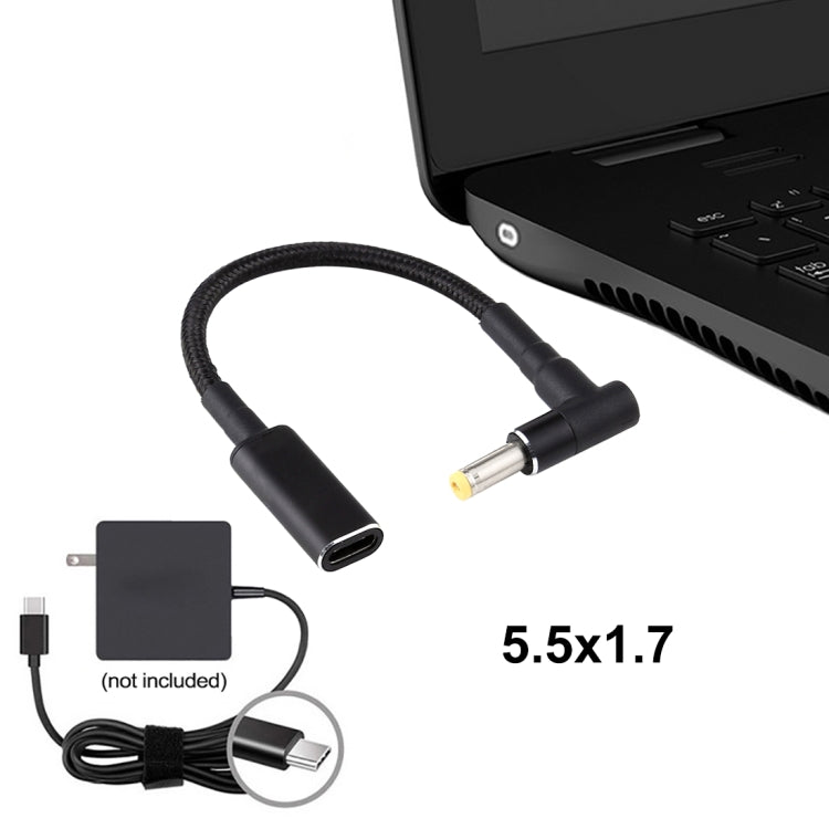 PD 100W 18.5-20V 4.8 x 1.7mm Elbow to USB-C / Type-C Adapter Nylon Braid Cable - Universal Power Adapter by buy2fix | Online Shopping UK | buy2fix