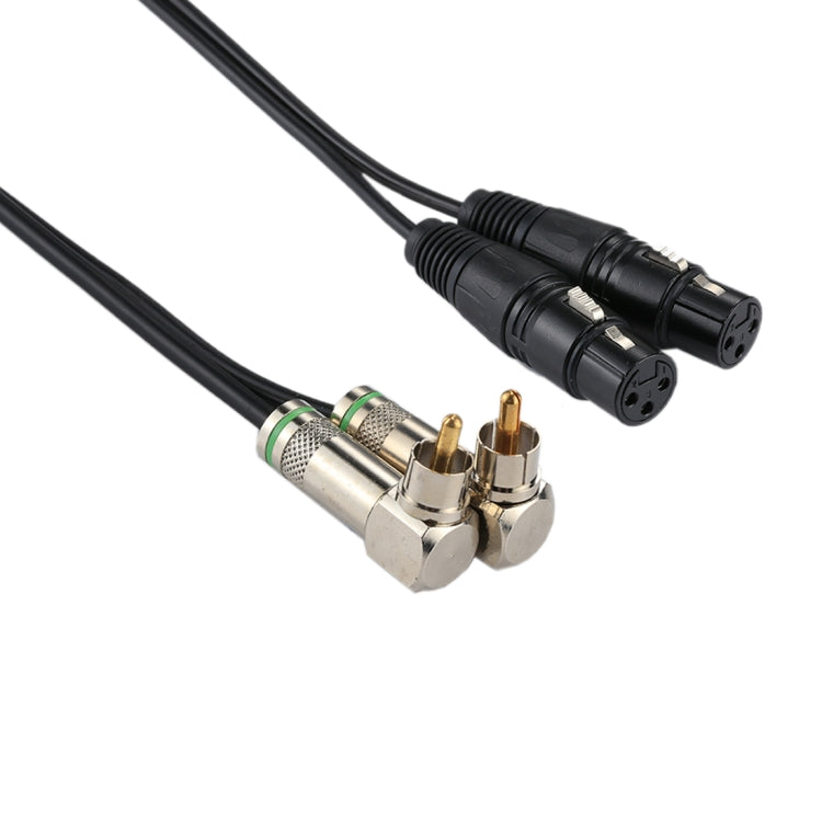 2 RCA Elbow Male to 2 x 3 Pin XLR CANNON Female Audio Connector Adapter Cable for Microphone / Audio Equipment, Total Length: about 34cm - Microphone Audio Cable & Connector by buy2fix | Online Shopping UK | buy2fix