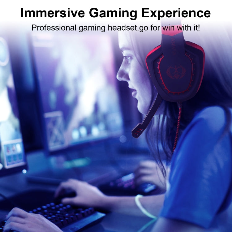 SADES AH-28 3.5mm Plug Wire-controlled Noise Reduction E-sports Gaming Headset with Retractable Microphone, Cable Length: 2m(Black Red) by SADES