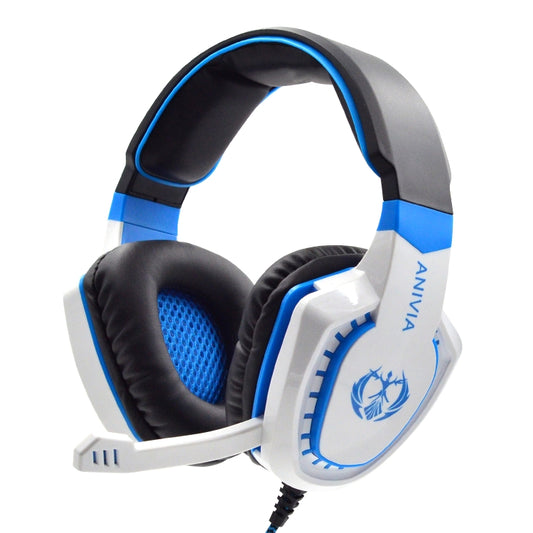 SADES AH-28 3.5mm Plug Wire-controlled Noise Reduction E-sports Gaming Headset with Retractable Microphone, Cable Length: 2m(White Blue) by SADES