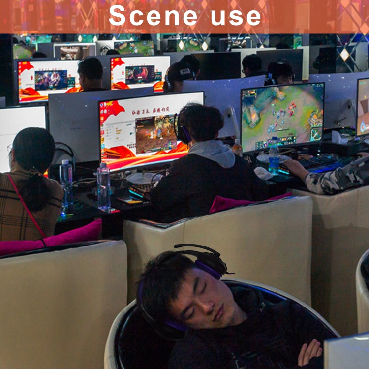 SADES AH-68 3.5mm Plug Wire-controlled E-sports Gaming Headset with Retractable Microphone, Cable Length: 2m(Black purple) by SADES