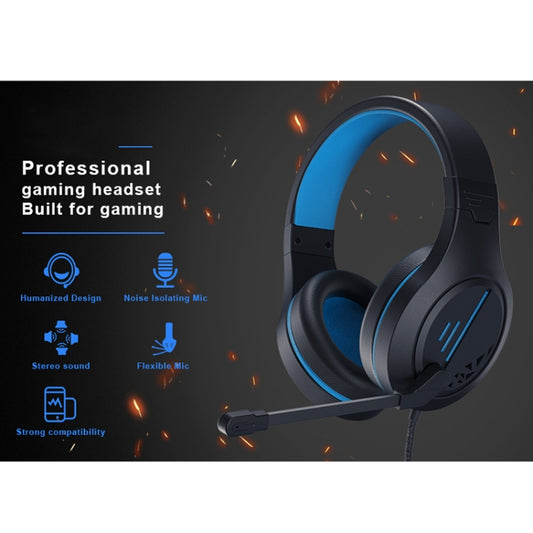 SADES MH601 3.5mm Plug Wire-controlled Noise Reduction E-sports Gaming Headset with Retractable Microphone, Cable Length: 2.2m(Black Blue) by SADES