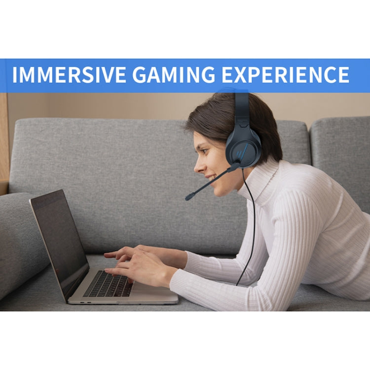 SADES MH601 3.5mm Plug Wire-controlled Noise Reduction E-sports Gaming Headset with Retractable Microphone, Cable Length: 2.2m(Black Blue) by SADES