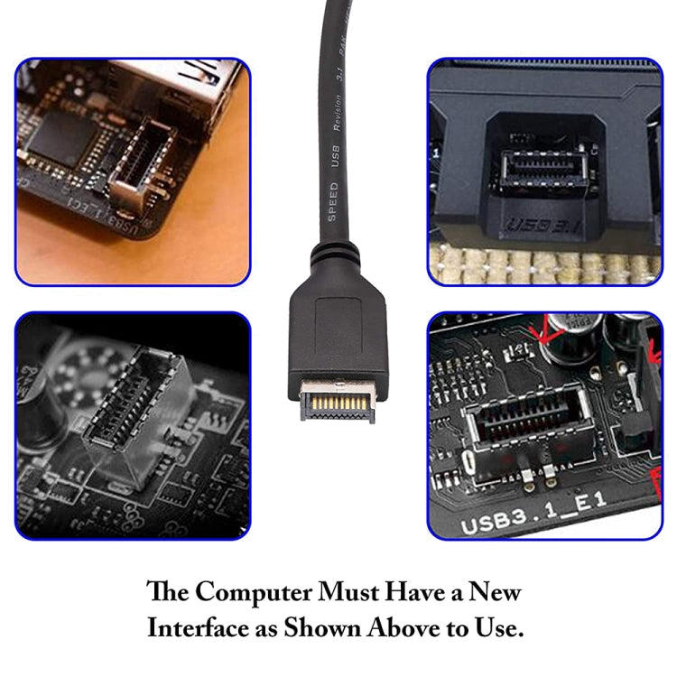 30cm USB 3.1 Type-E to USB 3.0 Motherboard 19 Pin Male Expansion Cable - USB 3.0 by buy2fix | Online Shopping UK | buy2fix