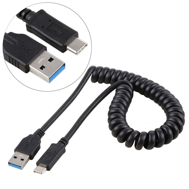 1.5m High Speed USB 3.0 Male to USB-C / Type-C Male Retractable Spring Extension Cable - USB 3.0 by buy2fix | Online Shopping UK | buy2fix