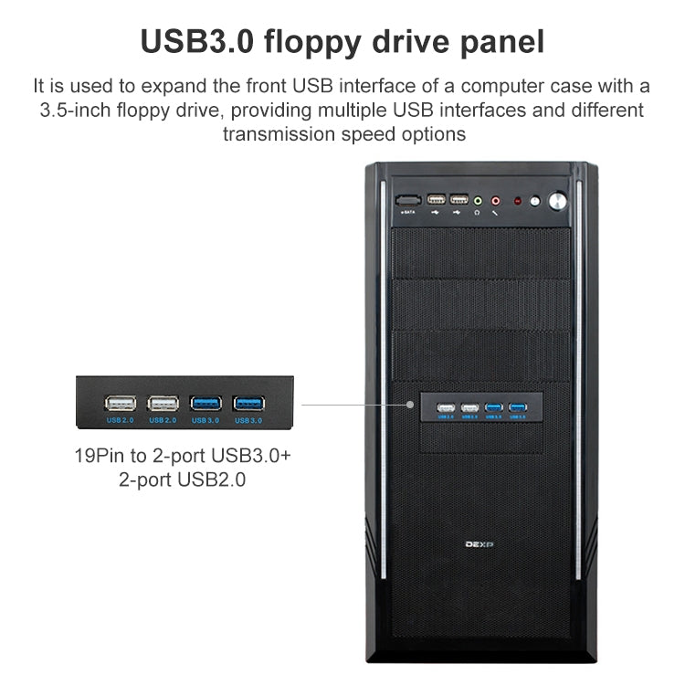 0.6M 2+2 Ports USB 3.0 Front Panel Data Hub by buy2fix