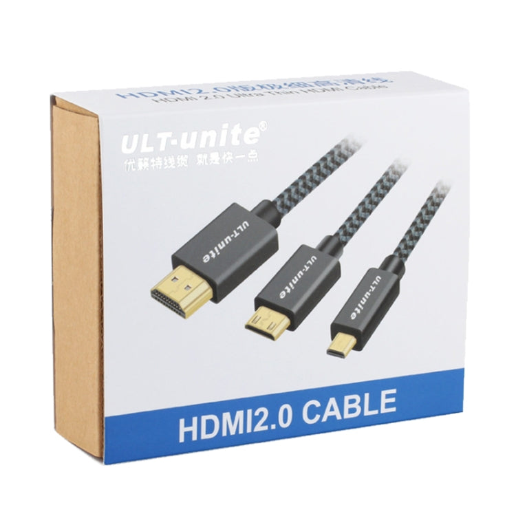 ULT-unite Gold-plated Head HDMI 2.0 Male to Male Nylon Braided Cable, Cable Length: 3m(Black) by ult-unite