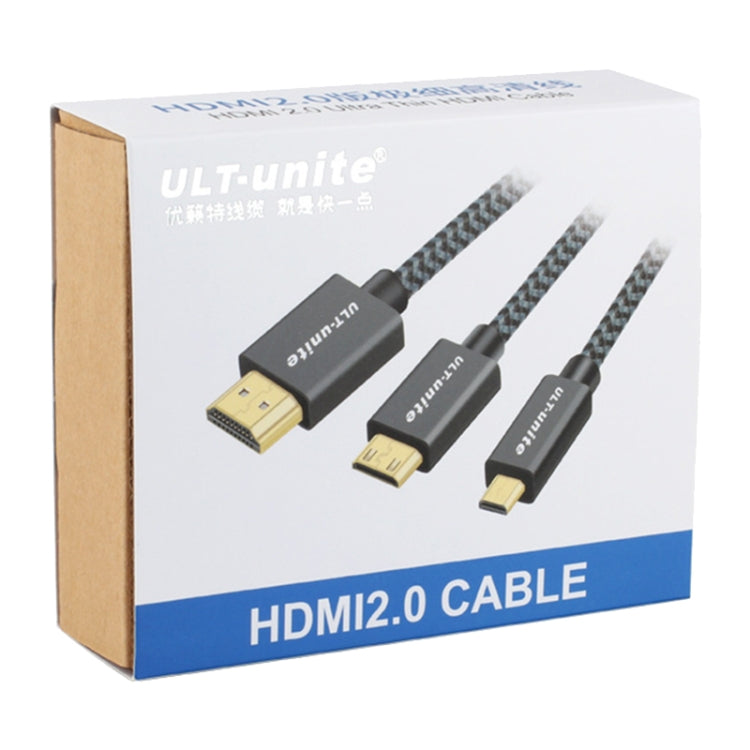 ULT-unite Gold-plated Head HDMI Male to Micro HDMI Male Nylon Braided Cable, Cable Length: 2m(Black) by ult-unite
