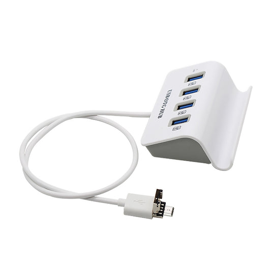 H-506 4 in 1 Micro USB / USB to 4 USB 2.0 Interface OTG Docking Station HUB with Stand Function by buy2fix