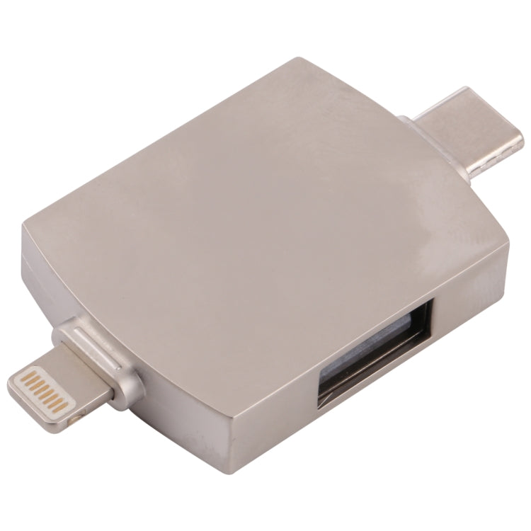 4 in 1 8 Pin + USB-C / Type-C Male to USB 3.0 + USB Female OTG Card Reader - Card Reader by buy2fix | Online Shopping UK | buy2fix