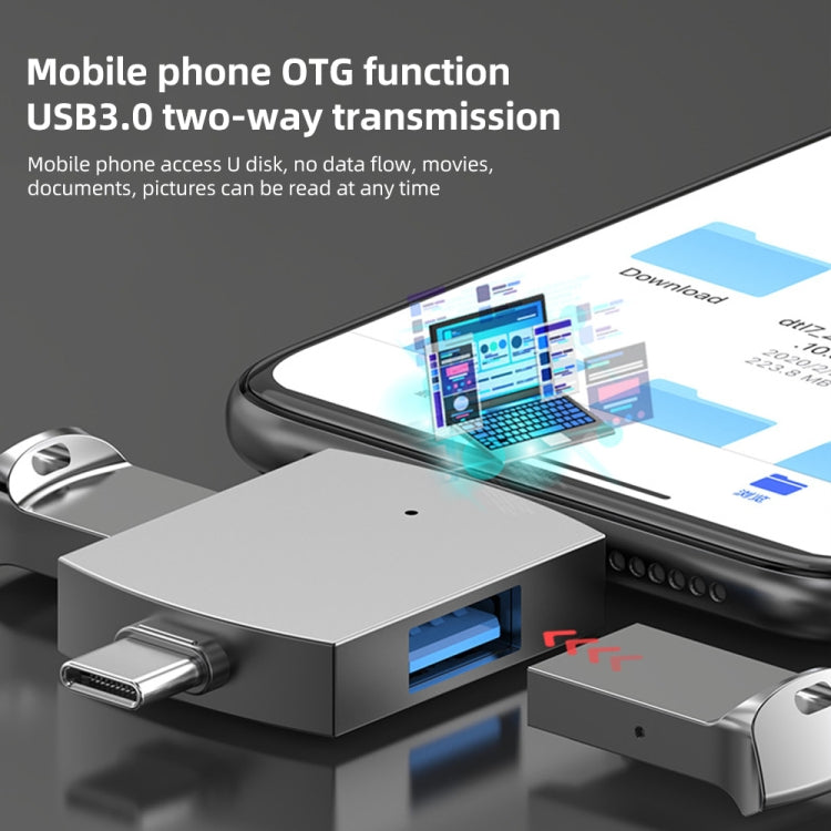 4 in 1 8 Pin + USB-C / Type-C Male to USB 3.0 + USB Female OTG Card Reader - Card Reader by buy2fix | Online Shopping UK | buy2fix