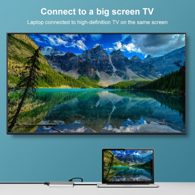 Onten 9591BD 8 in 1 USB-C / Type-C to PD USB-C / Type-C Charging + 100M Ethernet Port + Dual USB 3.0 + HDMI + VGA + SD Card Slot + 3.5mm AUX HUB (Black) by Onten