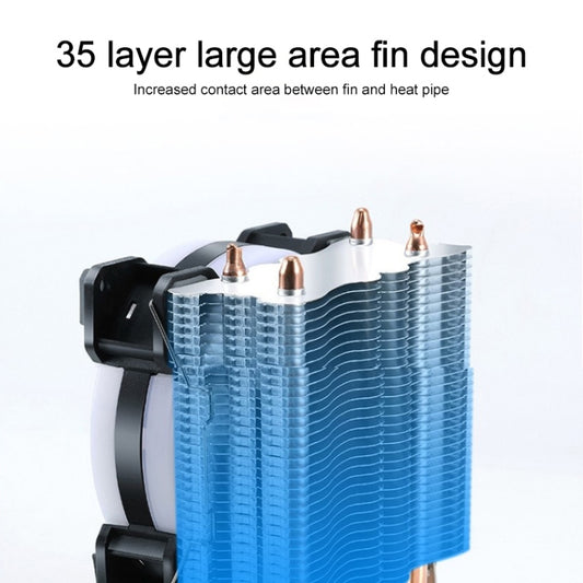 W-X3 3 Pin 9cm Double Copper Pipe Mute LED CPU Cooler Fan - Fan Cooling by buy2fix | Online Shopping UK | buy2fix