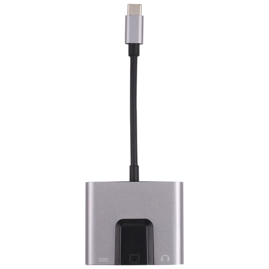 NK-1056TC 3 in 1 USB-C / Type-C Male to USB-C / Type-C Charging + Ethernet + 3.5mm Earphone Female Adapter by buy2fix