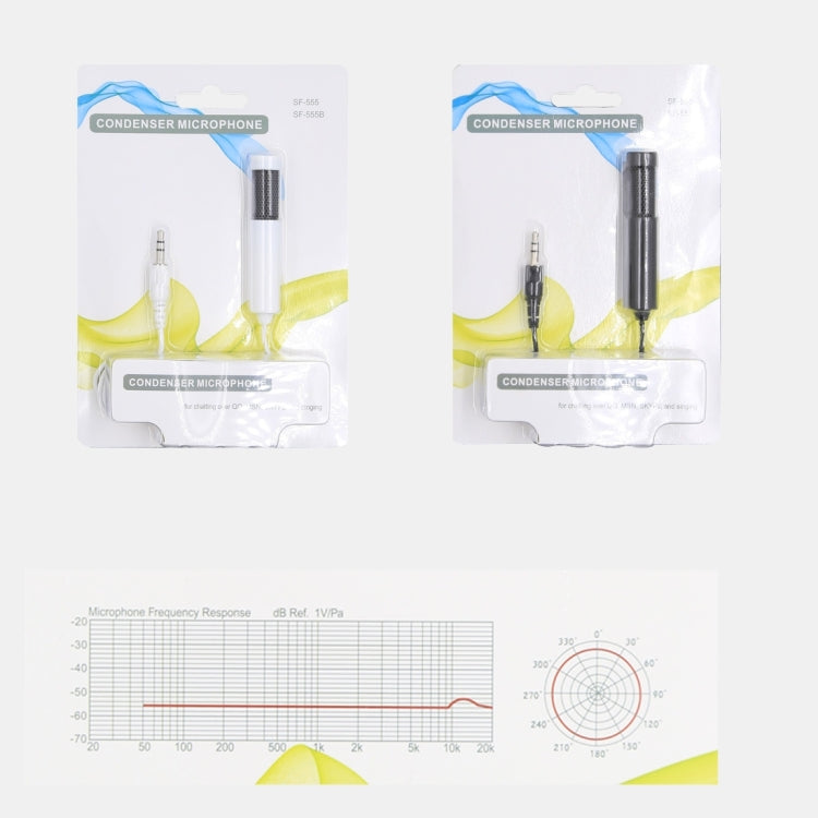 Yanmai SF555 Mini Professional 3.5mm Jack Studio Stereo Condenser Recording Microphone, Cable Length: 1.5m, Compatible with PC and Mac for Live Broadcast Show, KTV, etc.(White) by Yanmai