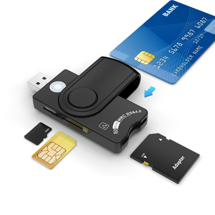 Rocketek CR310-B USB3.0 Multi-function IC Smart Card / SD / TF / SIM Card Reader - by ROCKETEK | Online Shopping UK | buy2fix