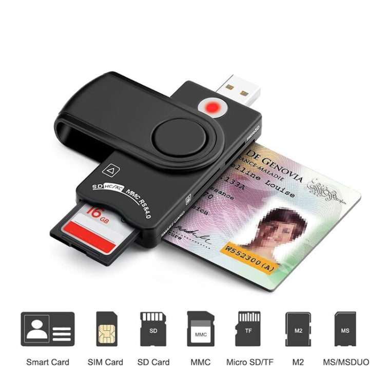 Rocketek SCR10 USB2.0 Smart Card / SD / TF / M2 / MS / SIM Card Reader - by ROCKETEK | Online Shopping UK | buy2fix