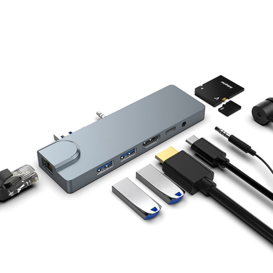 Rocketek SHL731 8 in 1 60W PD / RJ45 / 4K HDMI / USB 3.0 HUB Adapter for Surface Pro 3 / 4 / GO by ROCKETEK