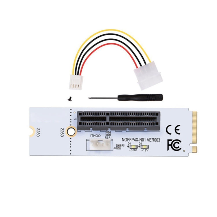 NGFF M.2 Key M to PCI-E 1X / 4X / 8X / 16X Graphics Card Mining Slot Adapter Riser Converter Card with LED & 4 Pin Power Cable - by buy2fix | Online Shopping UK | buy2fix
