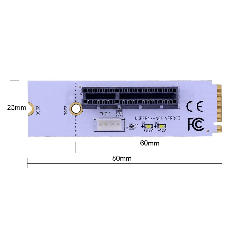 NGFF M.2 Key M to PCI-E 1X / 4X / 8X / 16X Graphics Card Mining Slot Adapter Riser Converter Card with LED & 4 Pin Power Cable - by buy2fix | Online Shopping UK | buy2fix