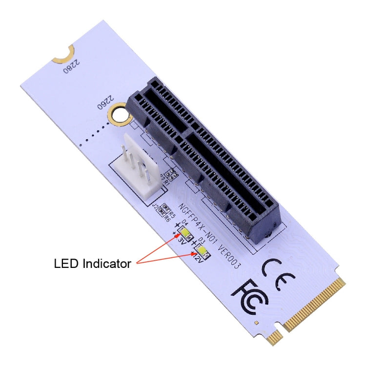 NGFF M.2 Key M to PCI-E 1X / 4X / 8X / 16X Graphics Card Mining Slot Adapter Riser Converter Card with LED & 4 Pin Power Cable - by buy2fix | Online Shopping UK | buy2fix