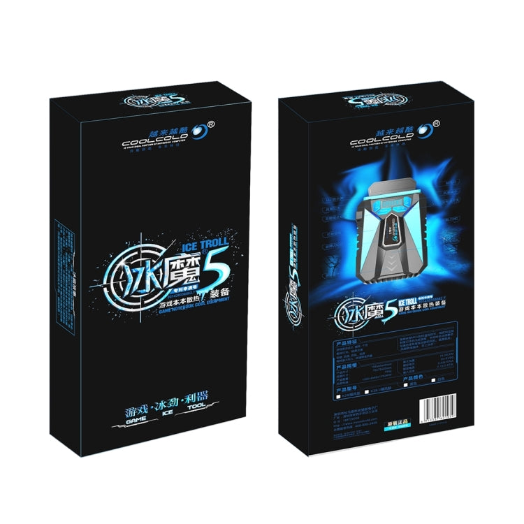 Ice Troll 5 COOLCOLD Portable Laptop Cooling Fan Air Cooler Speed Adjustable High Performance Notebook Fan Cooler Controller(Black) by COOLCOLD