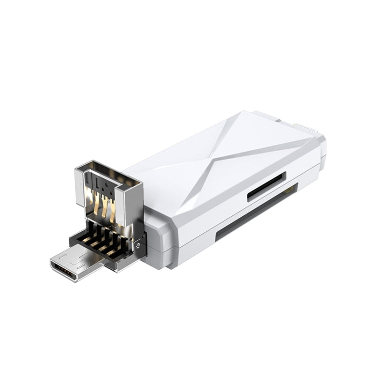 ADS-208 8 Pin+USB+Micro USB Multi-function Card Reader (Silver) - by buy2fix | Online Shopping UK | buy2fix