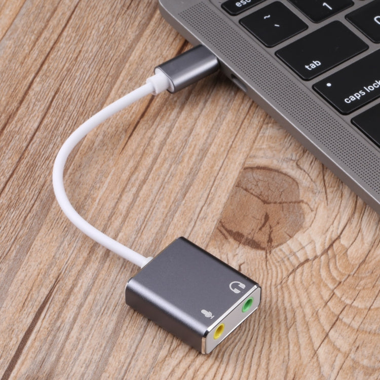 USB-C / Type-C to Jack 3.5mm Earphone Microphone Sound Card(Grey) by buy2fix
