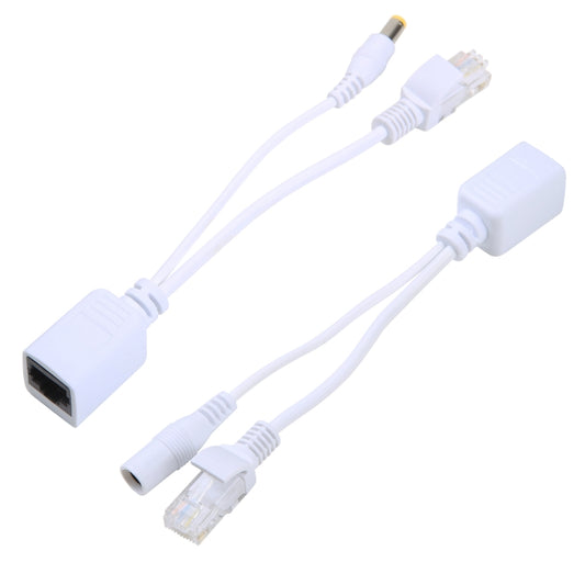 2 in 1 RJ45 POE Injector and Splitter Cable Set with 2.1x 5.5mm Female & Male DC Jack(White) by buy2fix