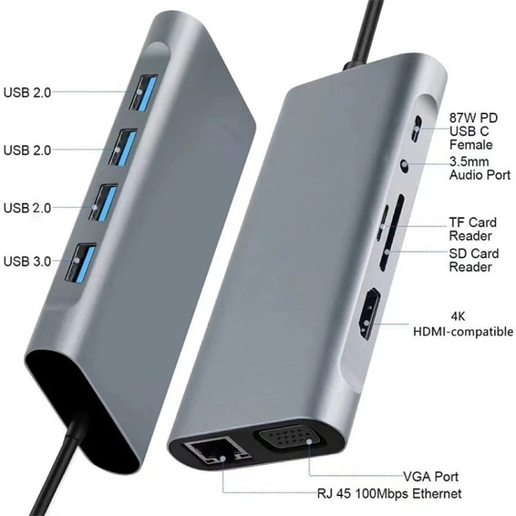11 in 1 USB-C / Type-C to USB Docking Station HUB Adapter(100M Network Port) - USB HUB by buy2fix | Online Shopping UK | buy2fix