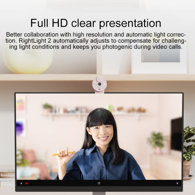 Logitech Brio 300 2MP 1080P Full HD IP Camera with Noise Reduction Microphone (White) by Logitech