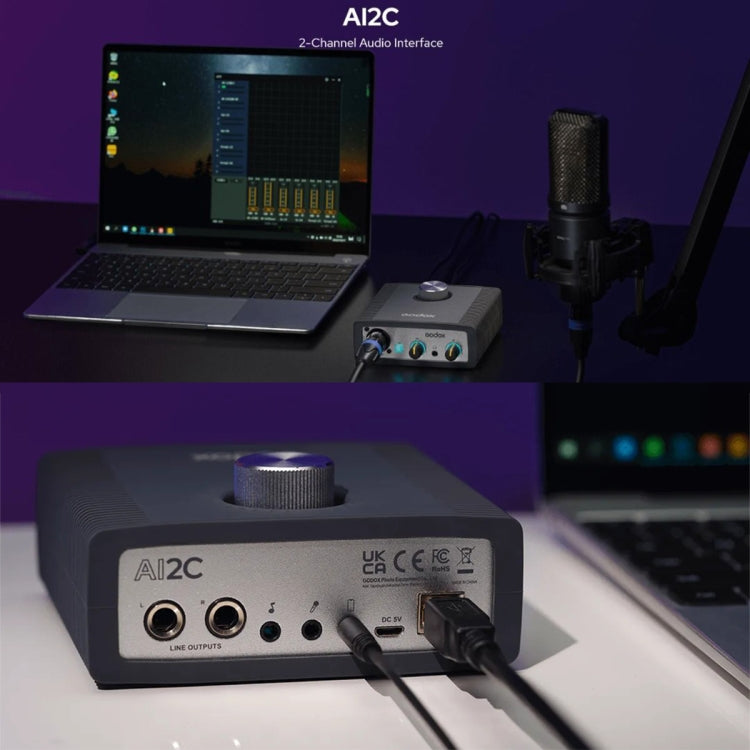 Godox AI2C 2-Channel USB Live Broadcast Sound Card Audio Interface Sound Card - Live Sound Effects Processors by Godox | Online Shopping UK | buy2fix