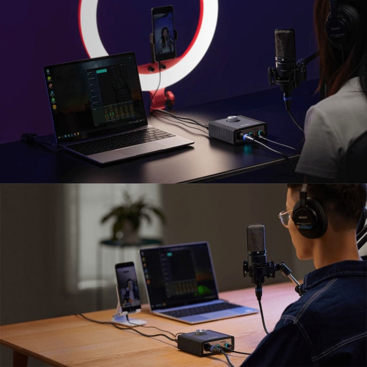 Godox AI2C 2-Channel USB Live Broadcast Sound Card Audio Interface Sound Card - Live Sound Effects Processors by Godox | Online Shopping UK | buy2fix