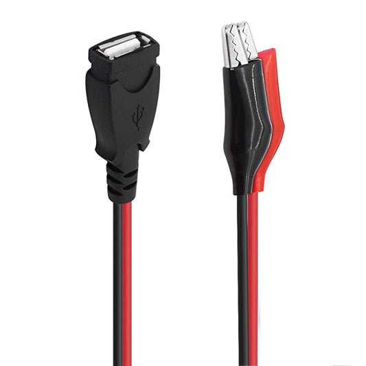 USB-A Female To 2 x Crocodile Clip Power Connection Extension Cable, Length: 0.5m by buy2fix