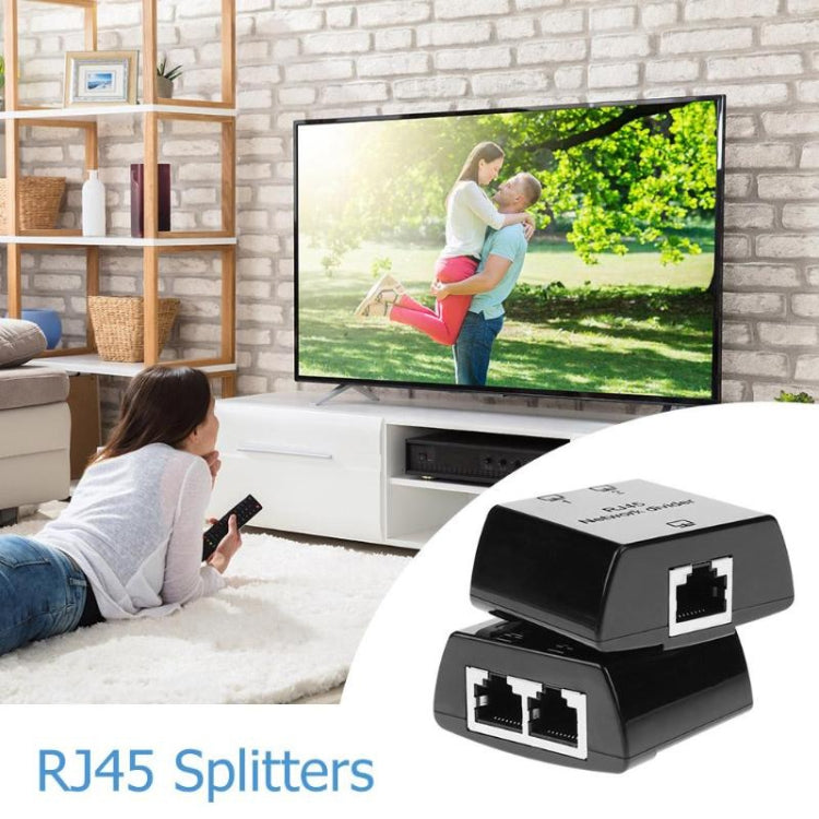 RJ45 to 2 x RJ45 Ethernet Network Coupler Thunder Lightning Protection (Black) by buy2fix