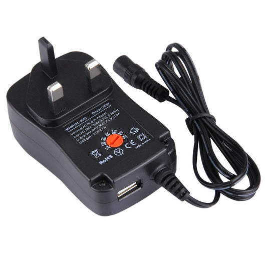 UK Plug Universal 30W Power Wall Plug-in Adapter with 5V 2.1A USB Port, Tips: 8 PCS, Cable Length: About 1.2m by buy2fix