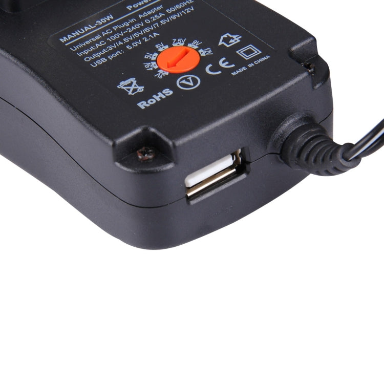 US Plug Universal 30W Power Wall Plug-in Adapter with 5V 2.1A USB Port, Tips: 6 PCS, Cable Length: About 1.2m - AC Adapers by buy2fix | Online Shopping UK | buy2fix