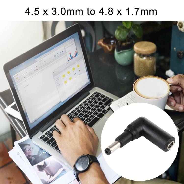 10 PCS 4.5 x 3.0mm Female to 4.8 x 1.7mm Male Plug Elbow Adapter Connector by buy2fix