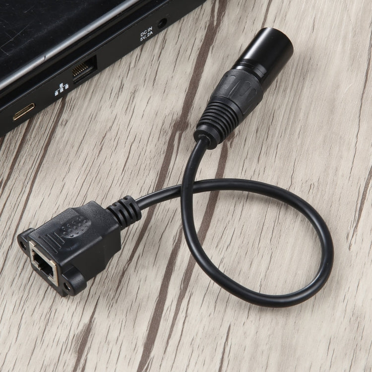 3-pin XLR Male to RJ45 Female Ethernet LAN Network Extension Cable, Cable Length: 30cm (Black) - Lan Cable and Tools by buy2fix | Online Shopping UK | buy2fix