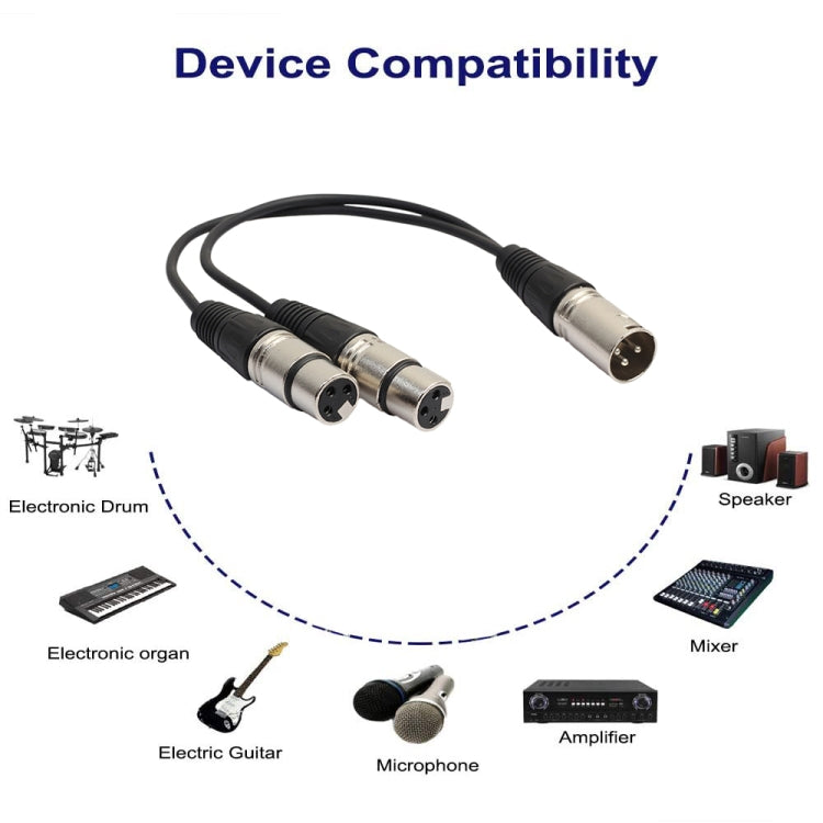 30cm 3 Pin XLR CANNON 1 Male to 2 Female Audio Connector Adapter Cable for Microphone / Audio Equipment - Microphone Audio Cable & Connector by buy2fix | Online Shopping UK | buy2fix